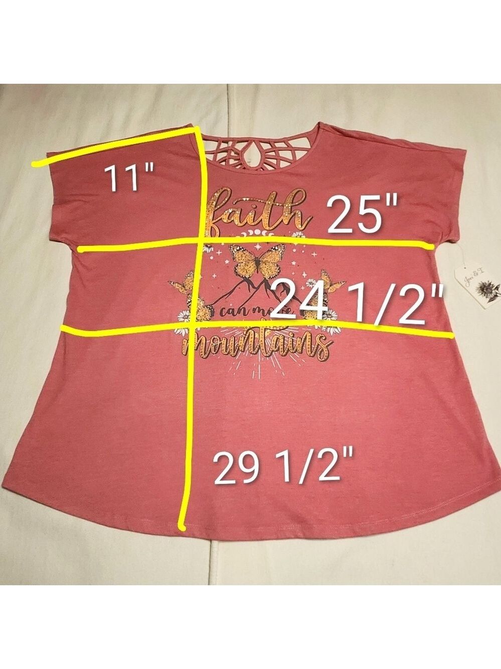 Joei & I Pink Butterfly Christian Graphic T-Shirt 2XL - Picture 8 of 8